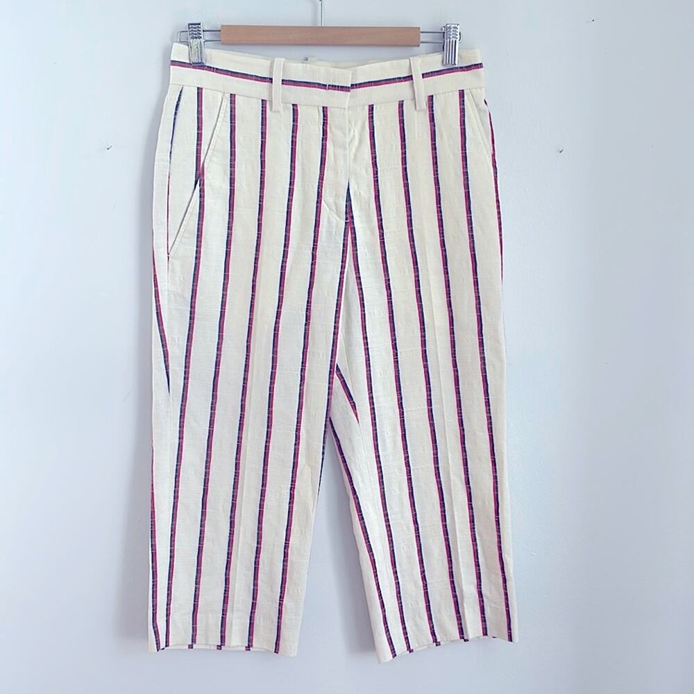 Isabel Marant Etoile Jacob striped flat front cropped trousers pants sz 36